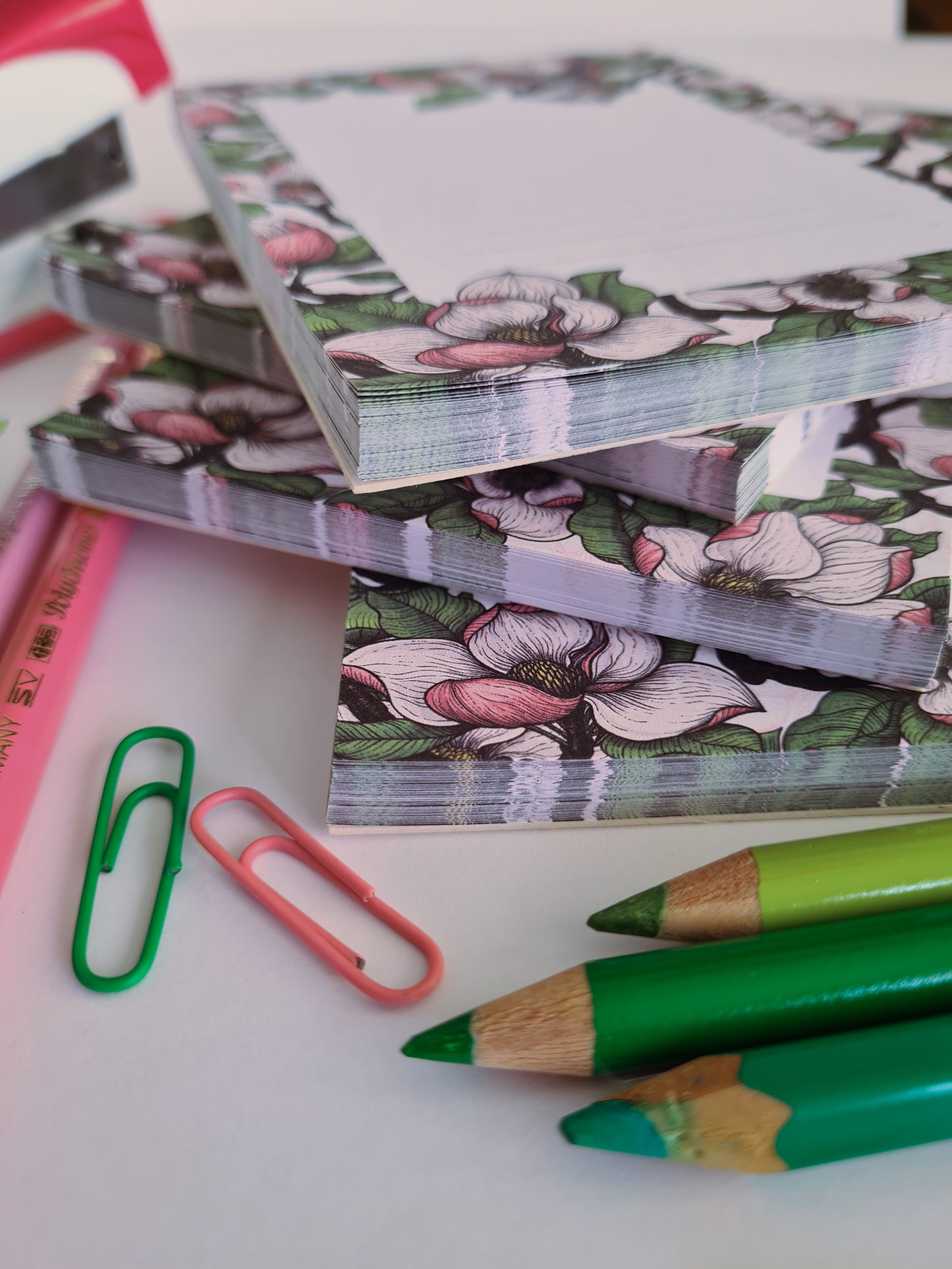 Magnolia and Chickadee notepad
