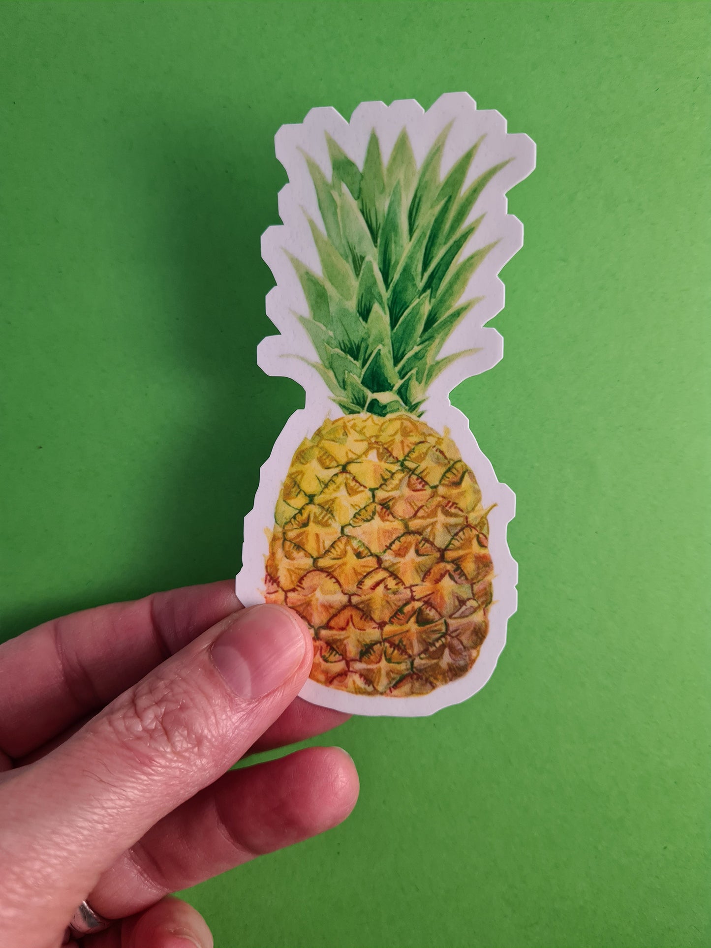 photo of a laminated journal sticker with pineapple illustration print