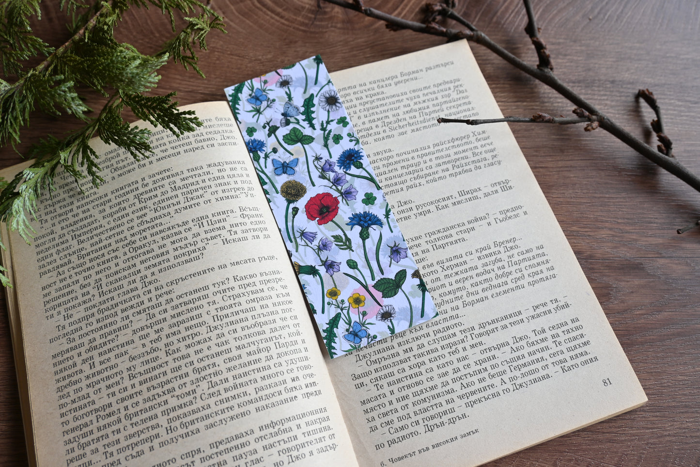 Wildflowers and butterflies pattern Bookmark