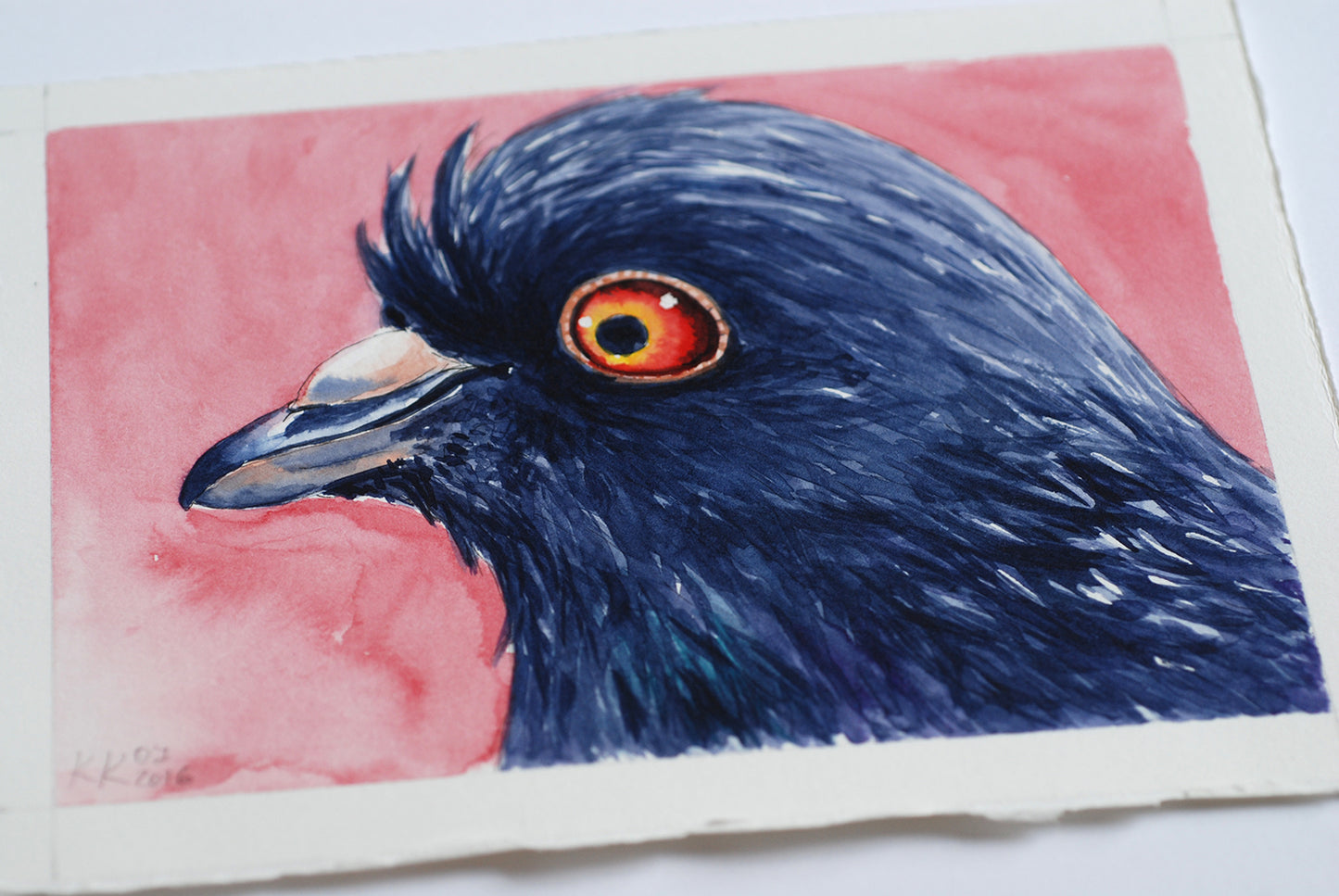 Dove portrait mini watercolor painting