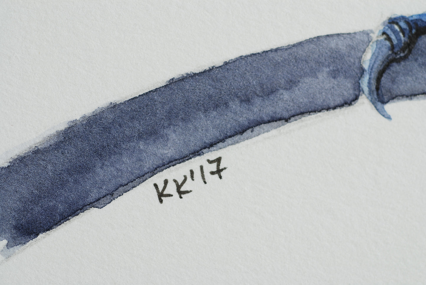close up on a corner of a watercolor painting of a blue tit bird perching on a branch