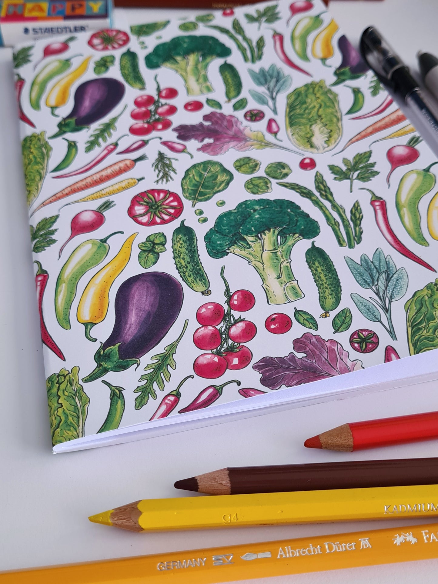 Fruit and Vegetables Notebook, Journal, Sketchbook, Diary, A5, A6 - katerinamitkova