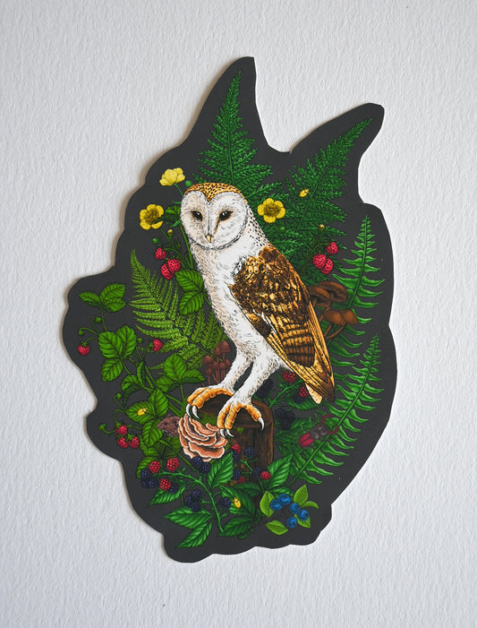vinyl sticker with an owl design on a white background