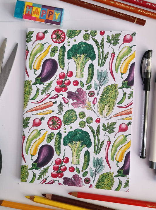 Fruit and Vegetables Notebook, Journal, Sketchbook, Diary, A5, A6