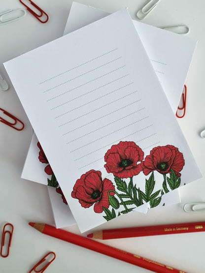 Red Poppies notepad