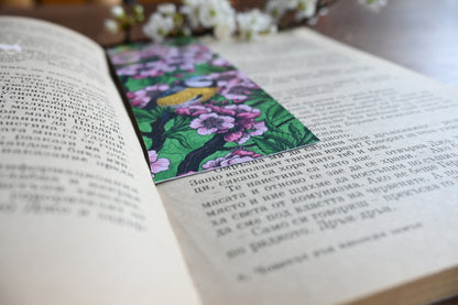 Cherry blossoms and birds pattern Bookmark