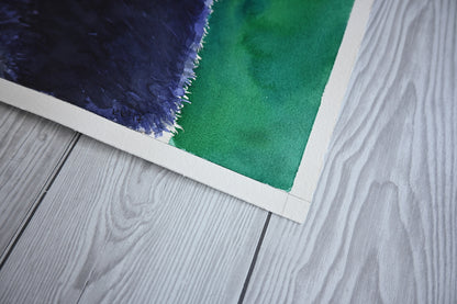 close up of the corner of a watercolor painting
