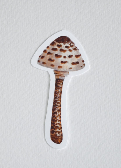 sticker with parasol mushroom illustration on a white background