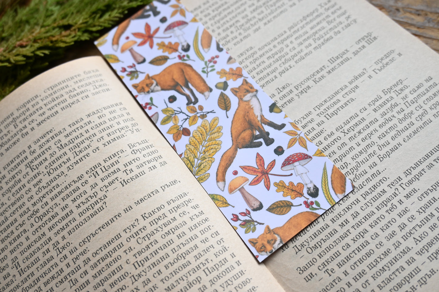 Autumn foxes pattern Bookmark - katerinamitkova