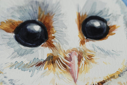 Barn owl watercolor painting - katerinamitkova