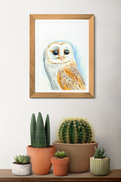 Barn owl watercolor painting - katerinamitkova