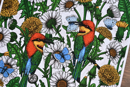 Bee - eaters and wildflowers Art Print - katerinamitkova