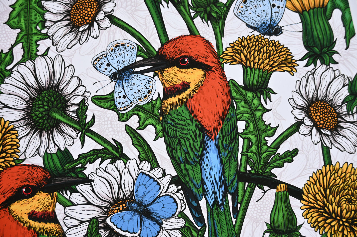 Bee - eaters and wildflowers Art Print - katerinamitkova