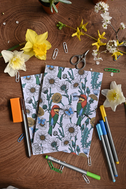 Bee - eaters and wildflowers Notebook - katerinamitkova