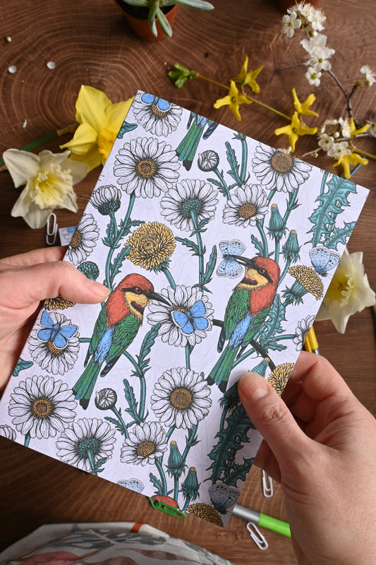 Bee - eaters and wildflowers Notebook - katerinamitkova