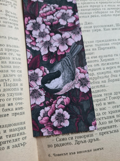 Cherry blossoms and birds pattern Bookmark - katerinamitkova