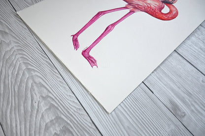 Flamingo 2, original watercolor painting - katerinamitkova