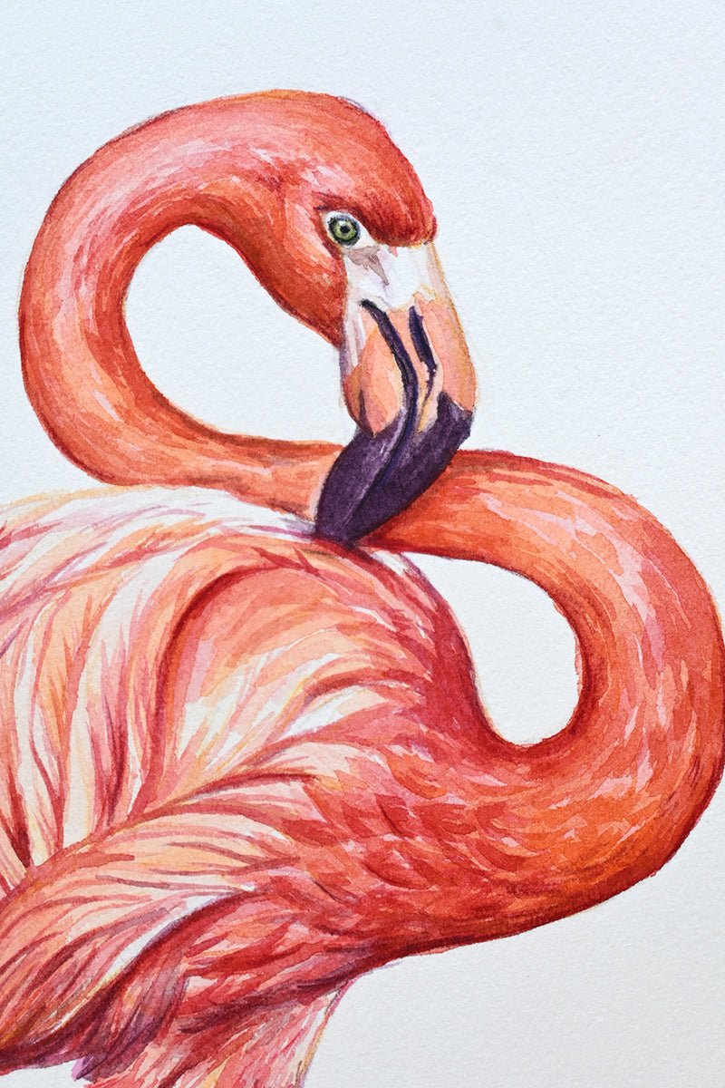 Flamingo 2, original watercolor painting - katerinamitkova