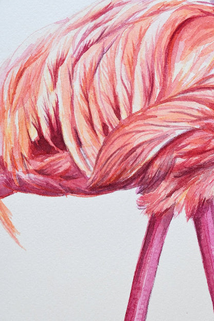 Flamingo 2, original watercolor painting - katerinamitkova