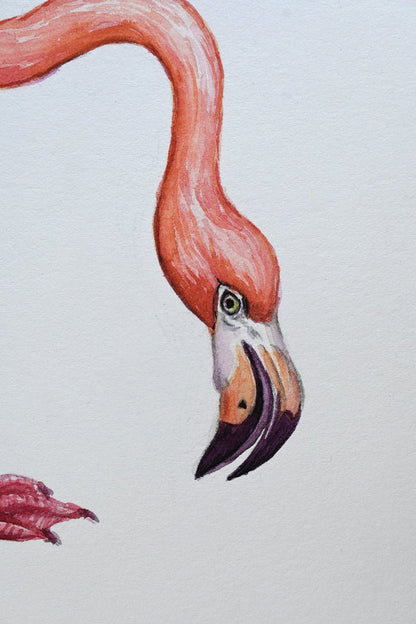 Flamingo, original watercolor painting - katerinamitkova