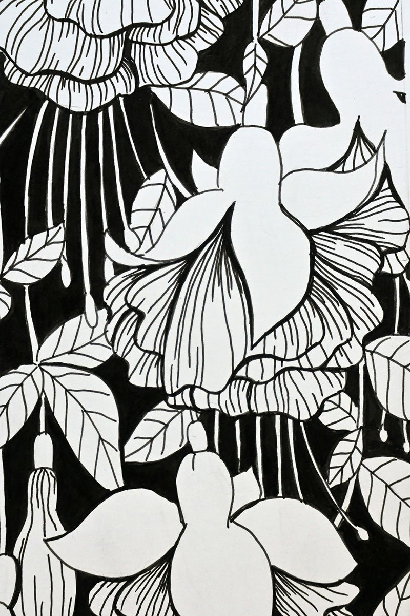 Hummingbird garden, ink drawing - katerinamitkova