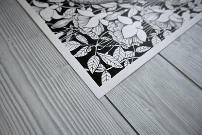 Hummingbird garden, ink drawing - katerinamitkova