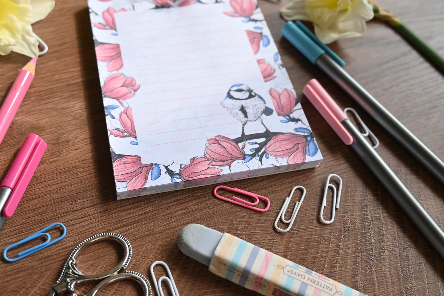 Magnolia and bird notepad - katerinamitkova