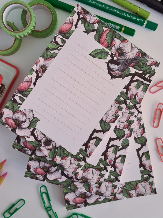 Magnolia and Chickadee notepad - katerinamitkova