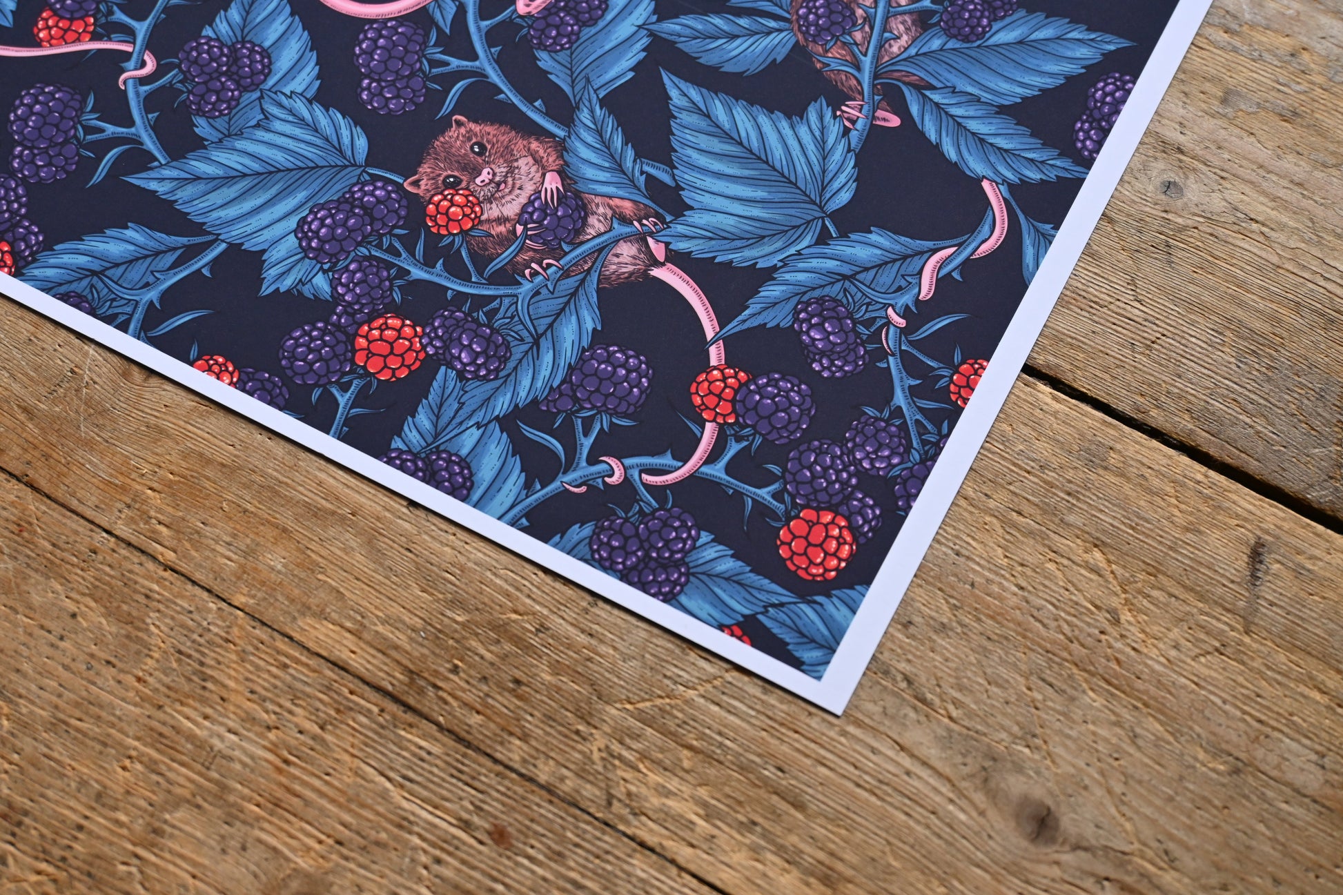 Mice and blackberries Print - katerinamitkova