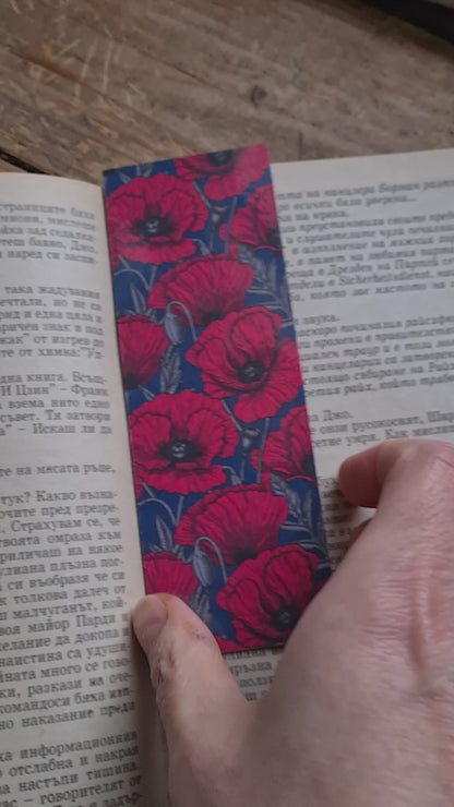 Red poppy garden illustrated Bookmark