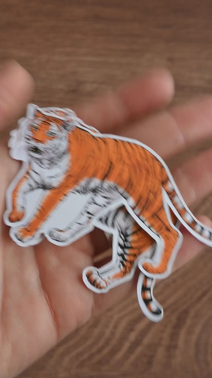 Video showing 2 vinyl stickers of tigers