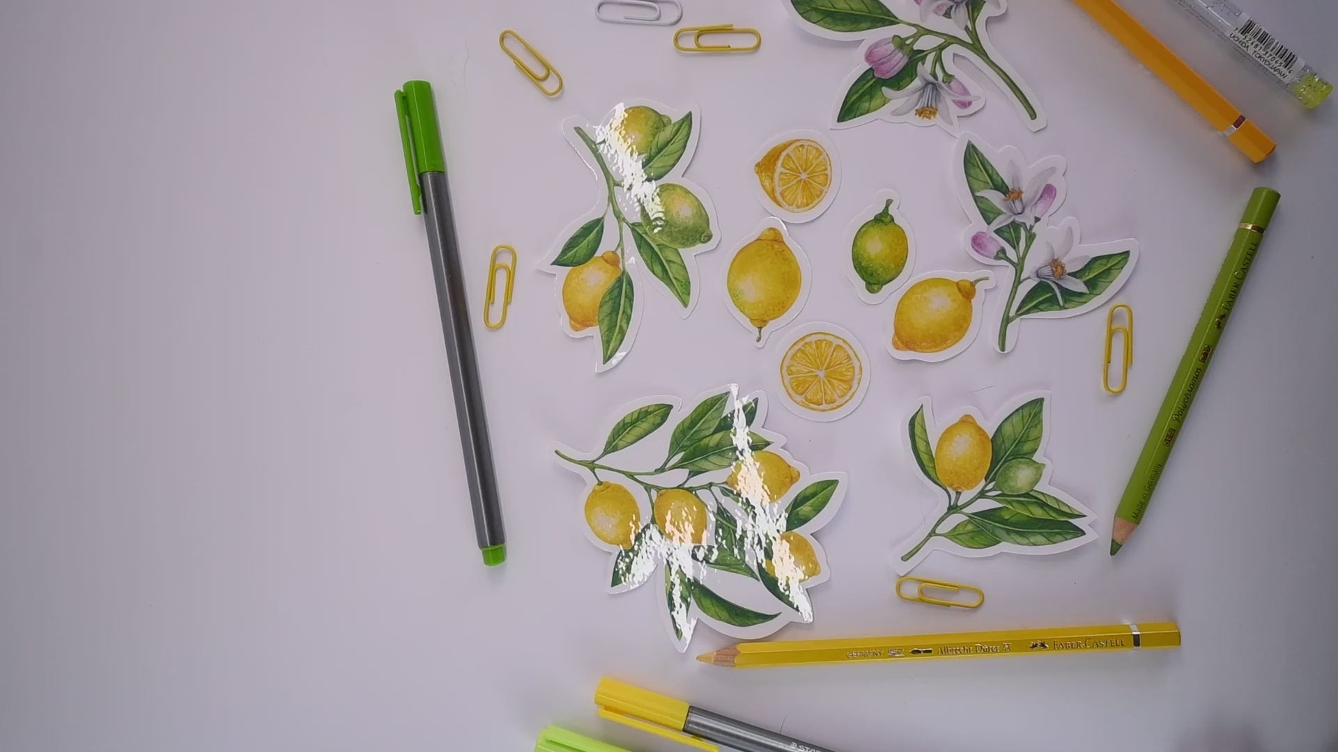 video featuring my 2 sticker sets with lemons and lemon branches with fruit, blooms and leaves painted with watercolorsvideo featuring my 2 sticker sets with lemons and lemon branches with fruit, blooms and leaves painted with watercolors