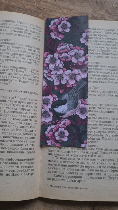 Cherry blossoms and birds pattern Bookmark