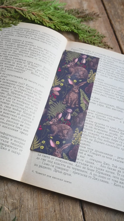 Rabbits and fern pattern Bookmark