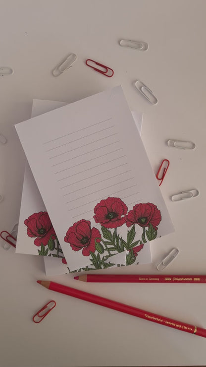 Red Poppies notepad