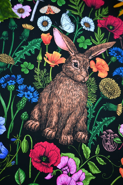 Rabbit and wildflowers 2 art print - katerinamitkova