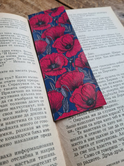 Red poppy garden illustrated Bookmark - katerinamitkova