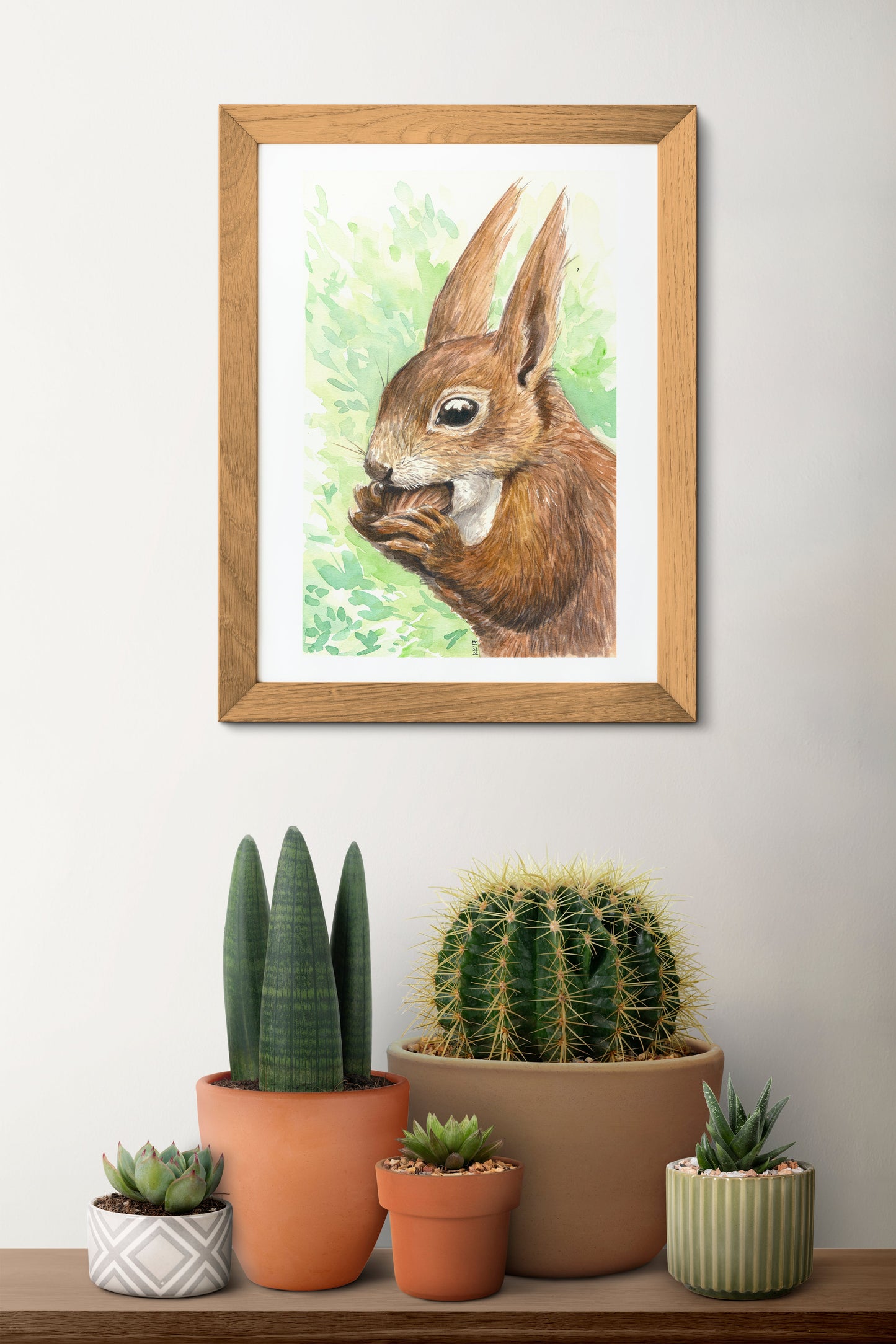 Red squirrel portrait watercolor painting - katerinamitkova