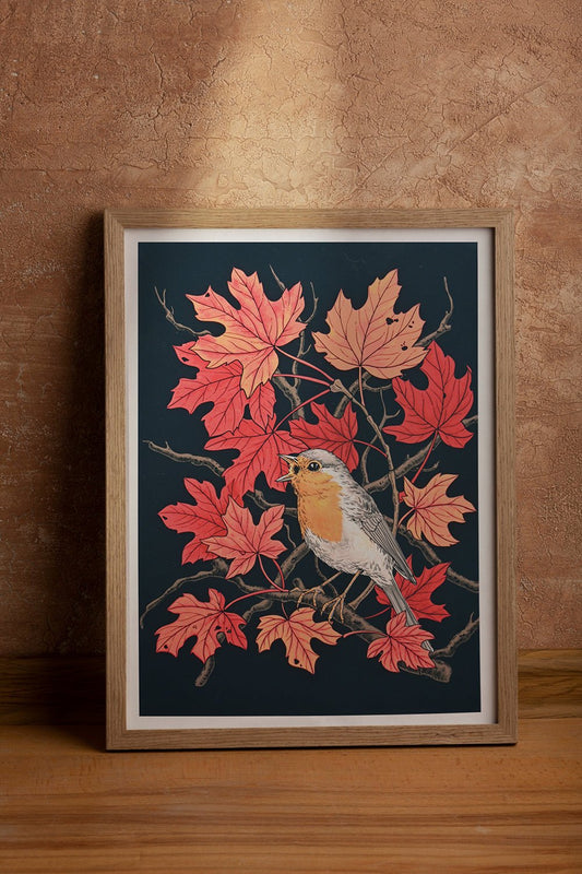 Robin in the maple tree print - katerinamitkova