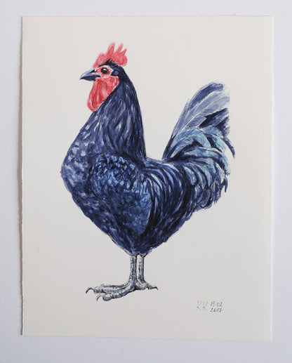 Rooster watercolor painting - katerinamitkova