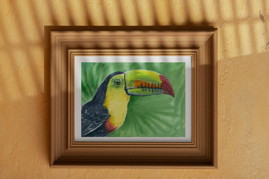 Toucan portrait watercolor painting