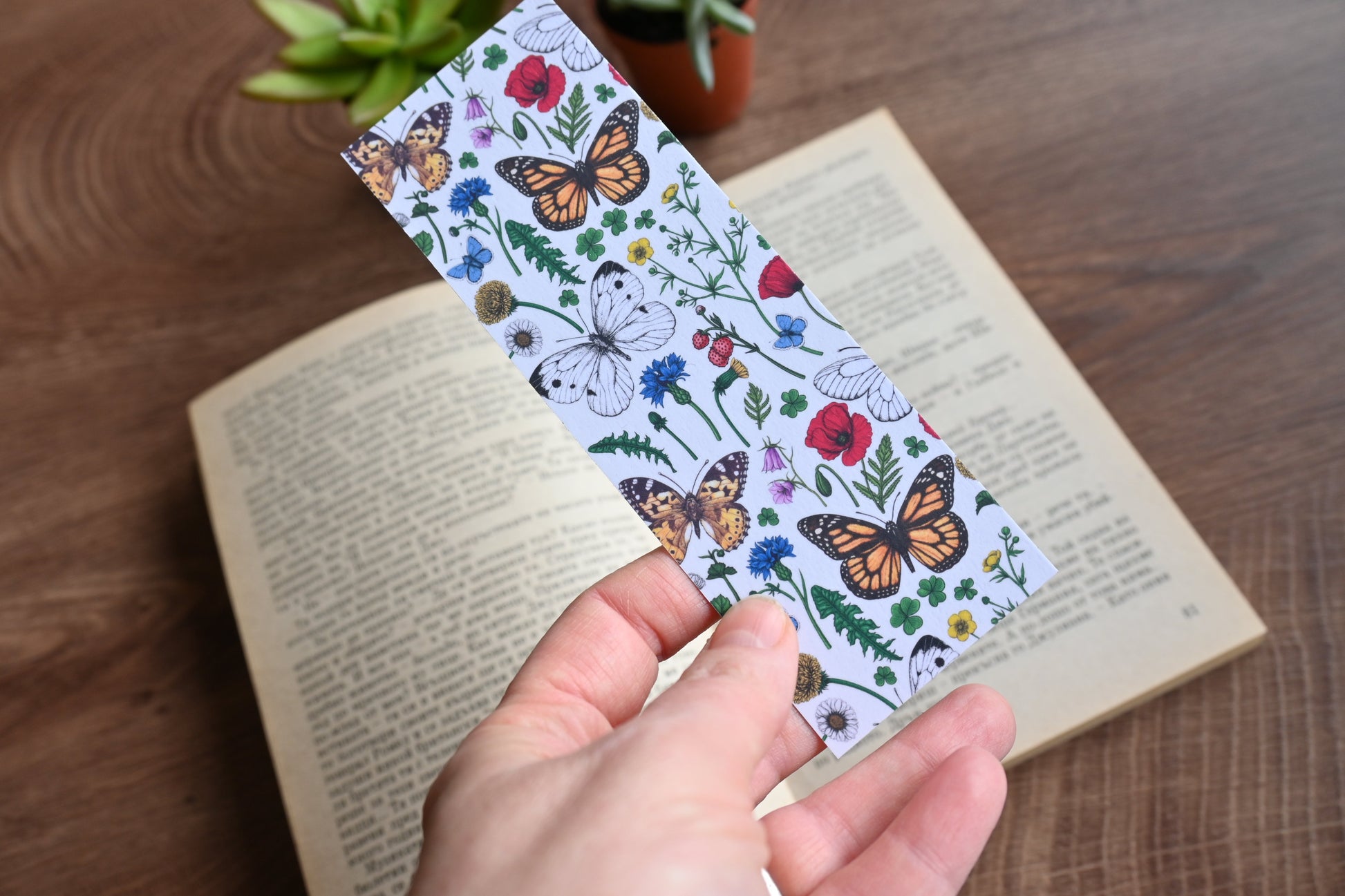 Wildflowers and butterflies pattern Bookmark - katerinamitkova