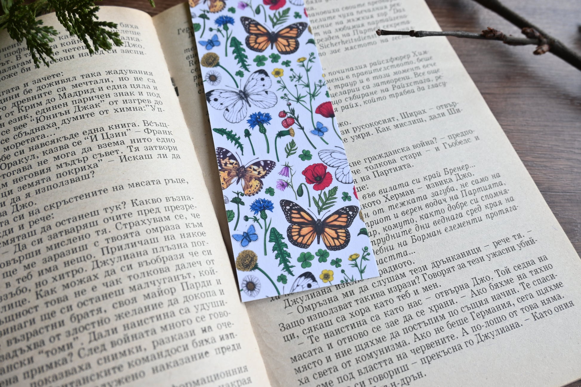 Wildflowers and butterflies pattern Bookmark - katerinamitkova