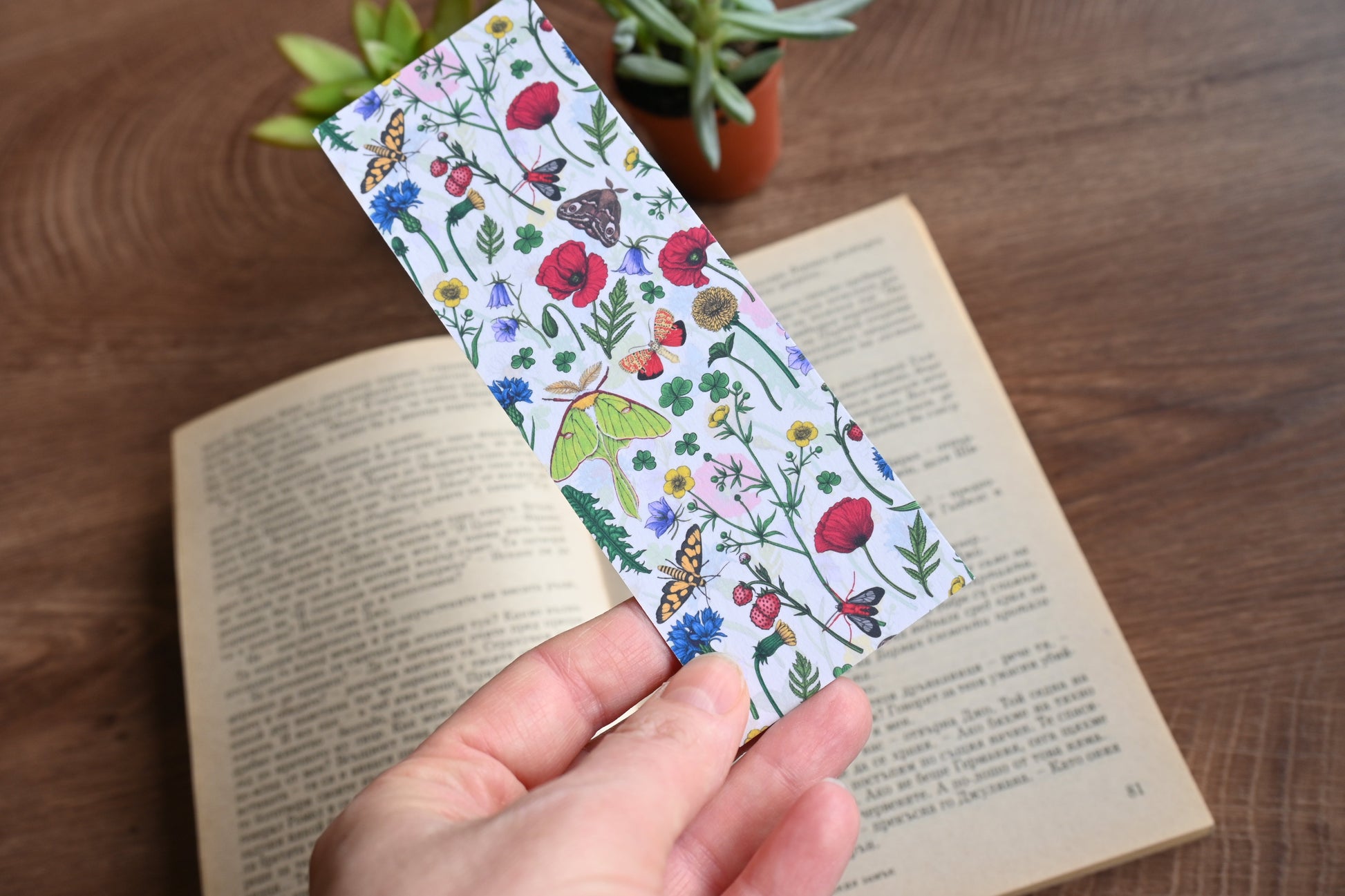 Wildflowers and butterflies pattern Bookmark - katerinamitkova