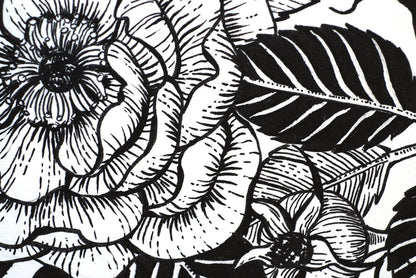 Zebra finch in the roses ink drawing - katerinamitkova
